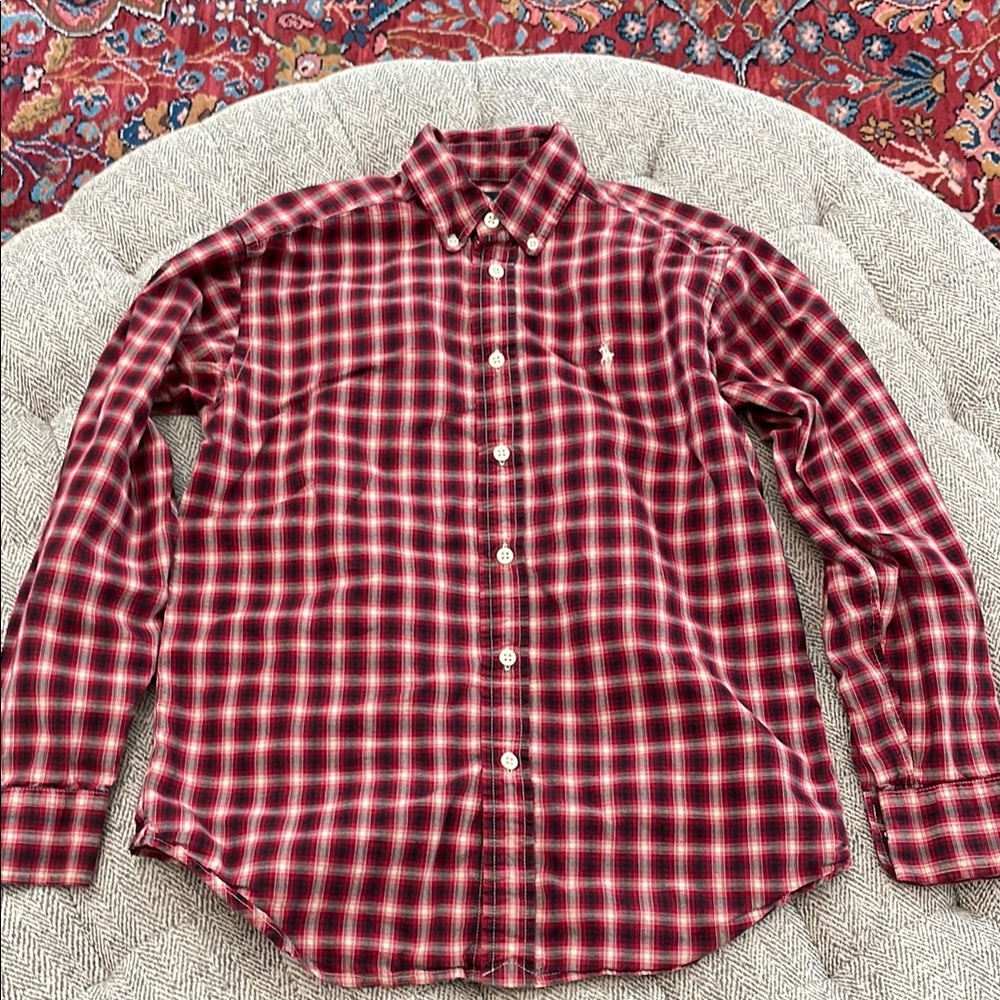 Ralph Lauren plaid button down shirt size M (10/12)